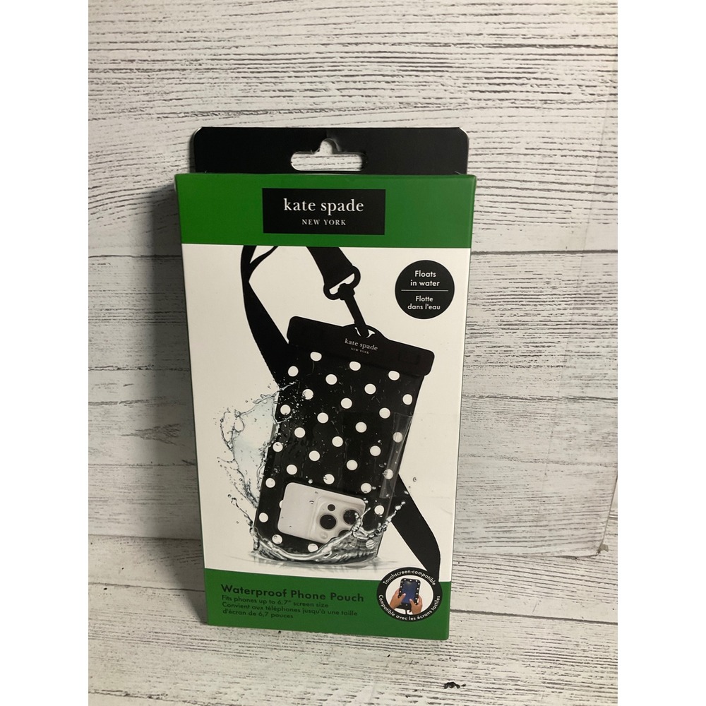 Kate‎ Spade waterproof phone pouch, black and white polkadot new inbox